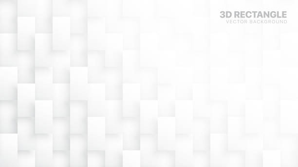 ilustrações, clipart, desenhos animados e ícones de o retângulo do vetor 3d obstrui o fundo abstrato branco da tecnologia conceptual. papel de parede largo branco abstrato. textura subtil clara - rectangle tile shiny white