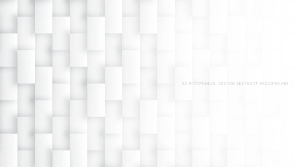 illustrazioni stock, clip art, cartoni animati e icone di tendenza di 3d vector rectangles pattern semplice sfondo astratto bianco. carta da parati tech abstract white wide. pulisci sfondo grigio chiaro vuoto - rectangle tile shiny white