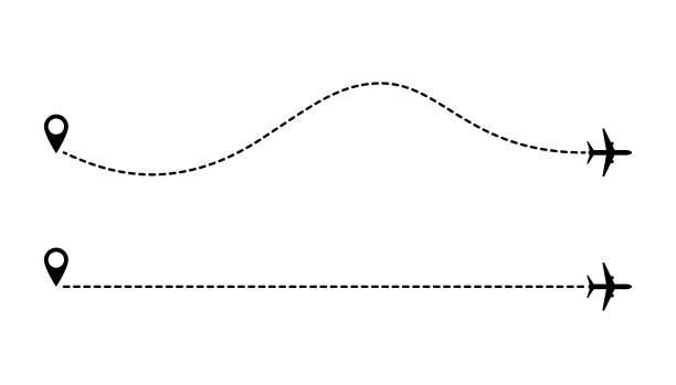 Aircraft route dotted lines. Aircraft route dotted lines. Tourism and travel. Tourist route by plane. Tracks traveler dotted lines. dotted line stock illustrations