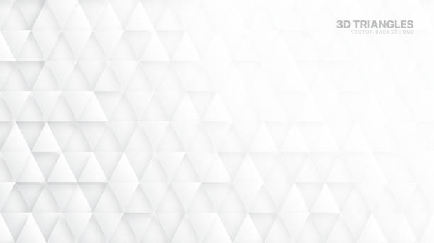 illustrazioni stock, clip art, cartoni animati e icone di tendenza di 3d vector triangle particles technological white abstract background. minimalismo arte carta da parati bianca - high key