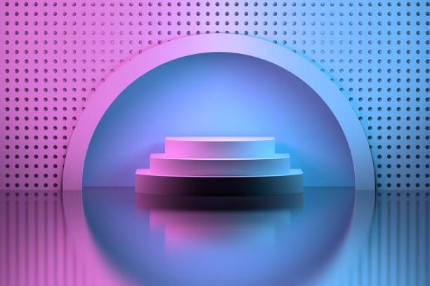 Pedestal in a circular niche over mirror surface