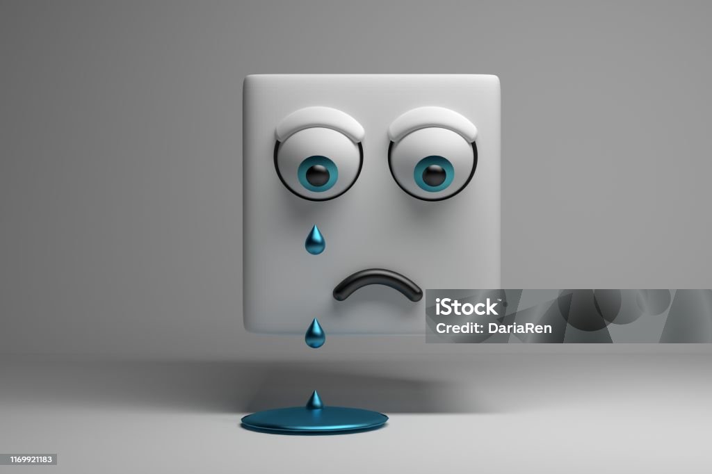 Cube Crying Crying Character Cube With Sad Face Stock Photo - Download Image Now ...
