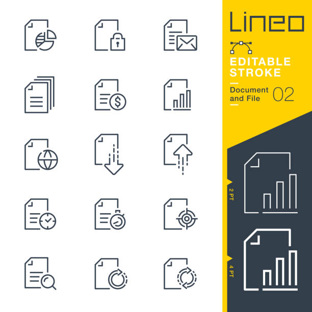 illustrations, cliparts, dessins animés et icônes de lineo editable stroke - icônes de la ligne de documents et de fichiers - infographic data symbol sign