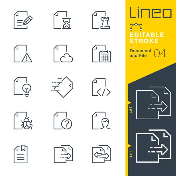 Vector illustration of Lineo Editable Stroke - Document and File line icons