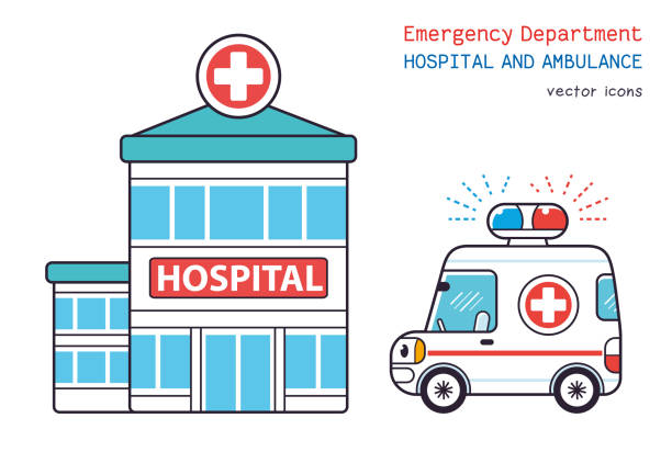 istock Hospital building and ambulance car 1169923947