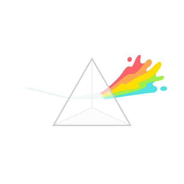 White light dispersion triangle prism colorful on white background - isolated vector illustration isolated vector illustration White light dispersion triangle prism colorful on white background dispersion stock illustrations