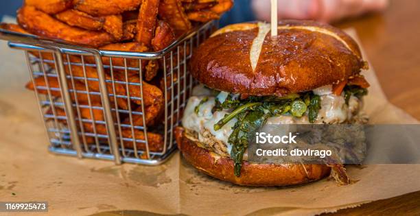 Pulled Pork Sandwich Stock Photo - Download Image Now - Burger, Kale, Barbados
