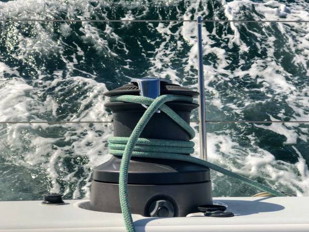 istock Winch and rope on a boat 1169926803