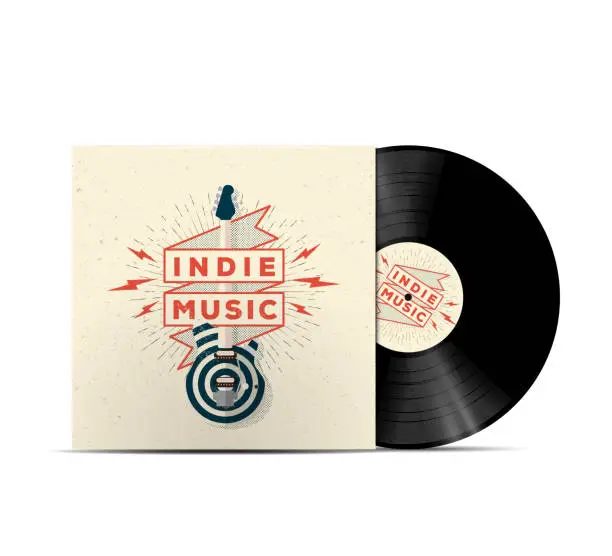 Vector illustration of Indie Music Vinyl Disc Cover Mockup.