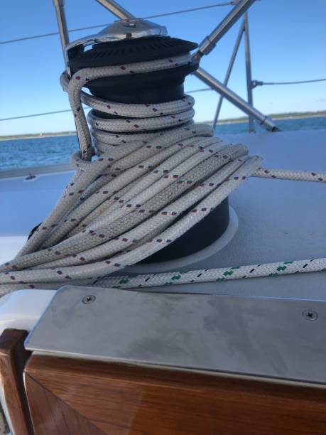 istock Winch and rope on a boat 1169935088