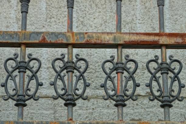 black metal background from iron rods in forged pattern