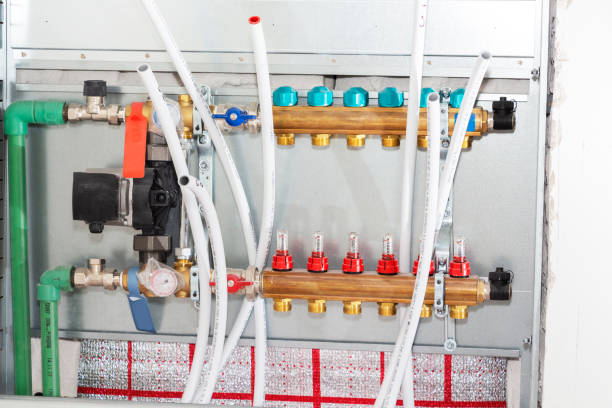 istock Main Control manifold of house floor heating system. 1169941968