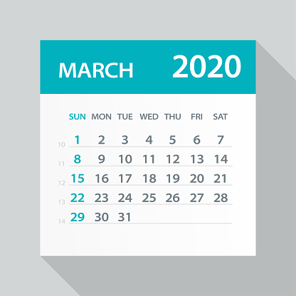 March 2020 Calendar Leaf - Illustration. Vector graphic page