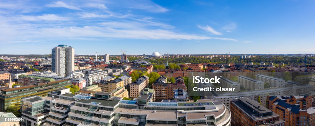 Central Stockholm seen from above, near Gotgatan and Medborgarplatsen Above Stock Photo
