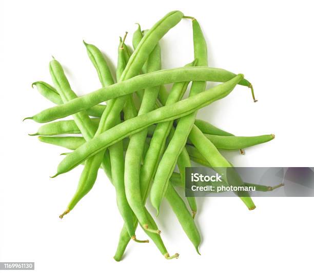 Isolated Pile Of Green Beans Stock Photo - Download Image Now - Green Bean, Runner Bean, White Background