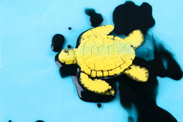 istock Turtle in oil. pollution in ocean environmental problem. Ecological situation world earth 1169969678