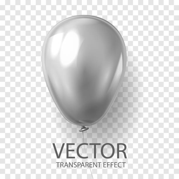 Realistic 3D render grey silver balloon vector stock illustration isolated on transparent background. Glossy shine helium balloon for wedding, Birthday celebration, party, grand opening, sale promotion Realistic 3D render grey silver balloon vector stock illustration isolated on transparent background. Glossy shine helium balloon for wedding, Birthday celebration, party, grand opening, sale promotion silver balloon stock illustrations