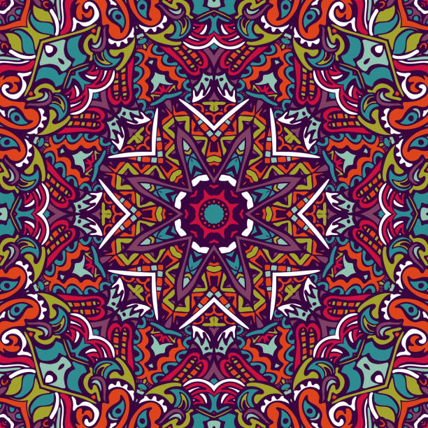 istock Colorful Tribal Ethnic Star Festive Abstract Floral Geometric Vector Pattern 1169974567