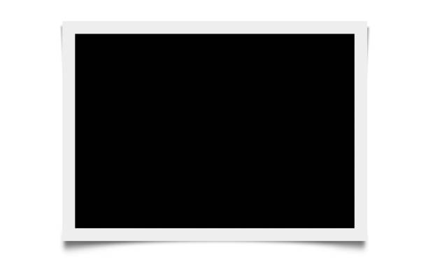 pantalla negra con marco blanco aislado - fotografía producto de arte y artesanía fotografías e imágenes de stock