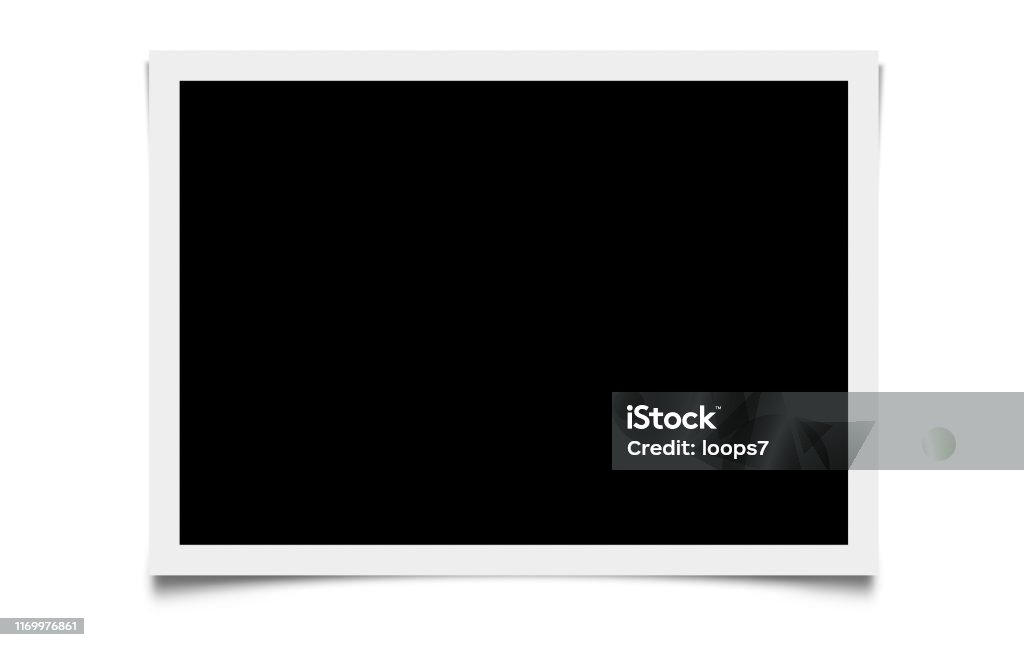 Black Screen with White Frame Isolated Black screen with a white border on white background Photograph Stock Photo