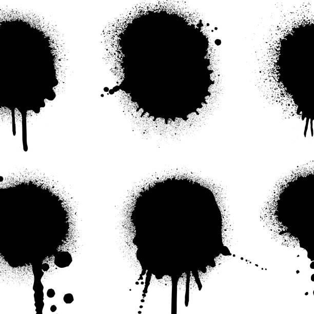 ilustraciones, imágenes clip art, dibujos animados e iconos de stock de seis burbujas de tinta gráficos vectoriales sin royalties - spray paint splat