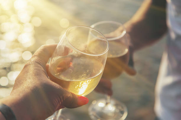 istock Drink wine by the sea. Selective focus. 1169979344