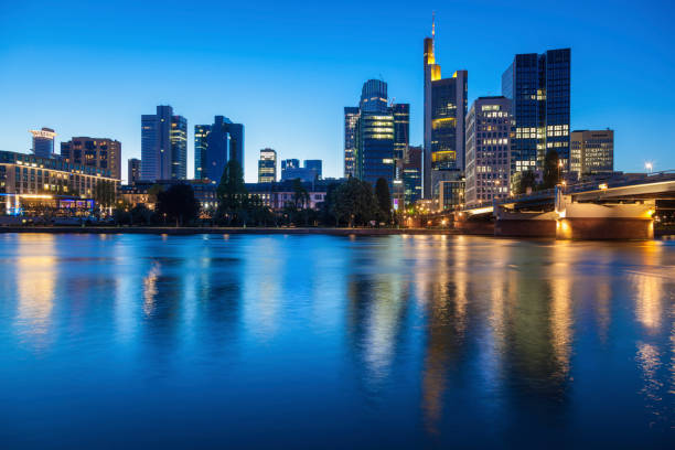 istock Modern panorama of Frankfurt at evening 1169981114