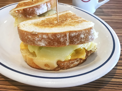 Egg sandwich in a diner