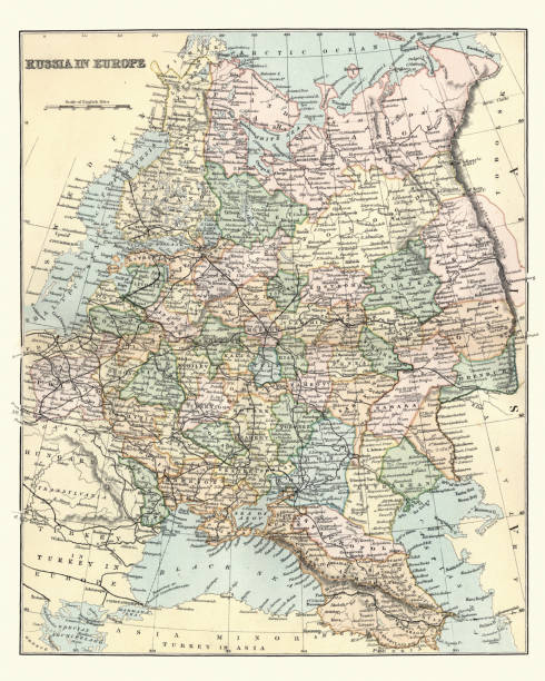 istock Antique Map of Russia in Europe, 19th Century 1169983684