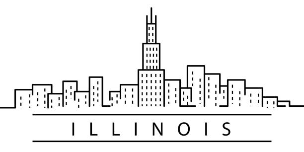 Illinois city line icon. Element of USA states illustration icons. Signs, symbols can be used for web, logo, mobile app, UI, UX Illinois city line icon. Element of USA states illustration icons. Signs, symbols can be used for web, logo, mobile app, UI, UX on white background springfield illinois skyline stock illustrations