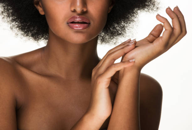 istock Beautiful black woman, beauty studio set 1169987024