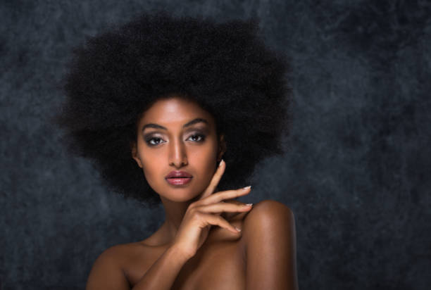 istock Beautiful black woman, beauty studio set 1169987040