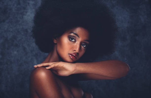 istock Beautiful black woman, beauty studio set 1169987044