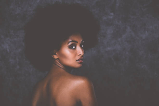 istock Beautiful black woman, beauty studio set 1169987049