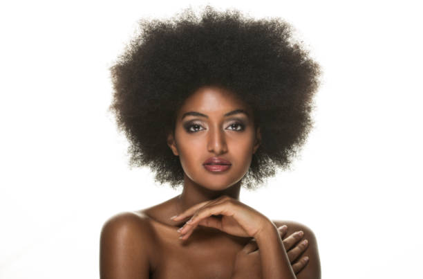 istock Beautiful black woman, beauty studio set 1169987079