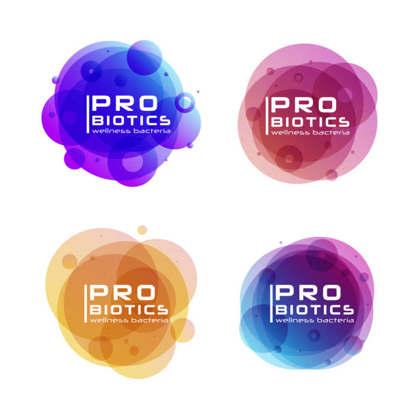 probiotika bakterien logo. - endokarditis stock-grafiken, -clipart, -cartoons und -symbole