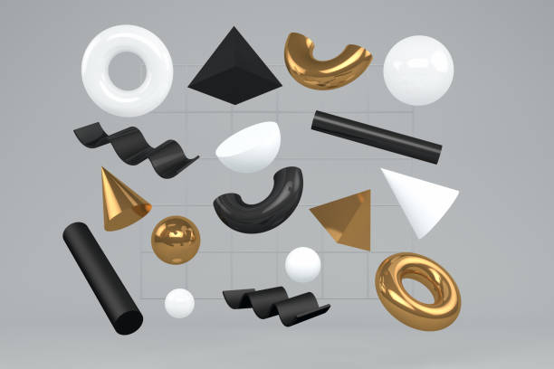 istock 3D Abstract Flying Geometric Shapes on Gray Background 1169992162