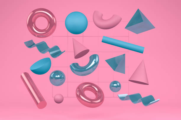 istock 3D Abstract Flying Geometric Shapes on Pink Background 1169992236