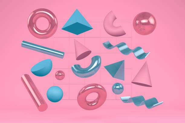 istock 3D Abstract Flying Geometric Shapes on Pink Background 1169992261