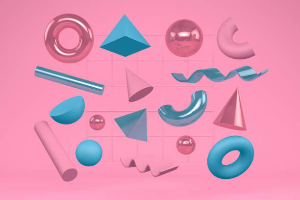 istock 3D Abstract Flying Geometric Shapes on Pink Background 1169992278