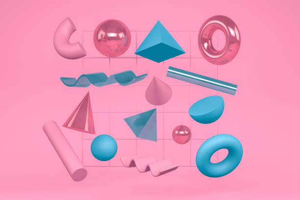 istock 3D Abstract Flying Geometric Shapes on Pink Background 1169992292