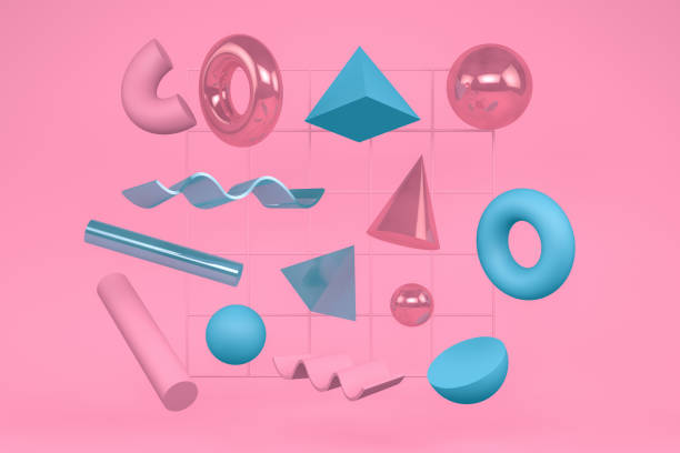 istock 3D Abstract Flying Geometric Shapes on Pink Background 1169992313