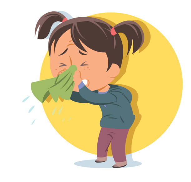 чихание - cold and flu flu virus sneezing illness stock illustrations