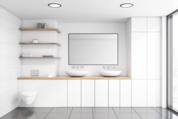 istock White bathroom interior, sink and toilet 1169998993