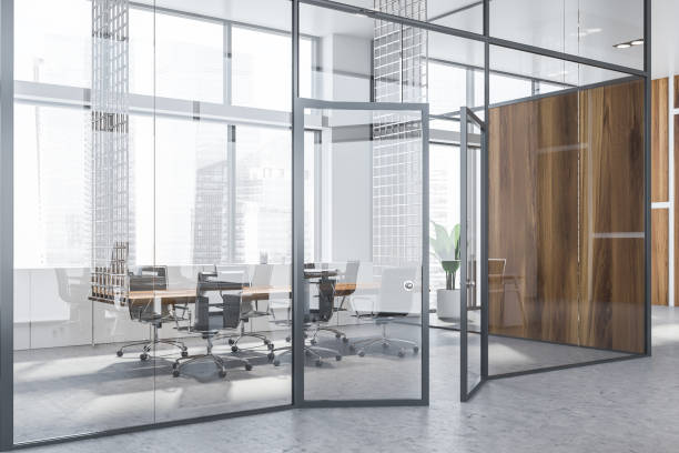 istock Glass wall meeting room interior 1169999081