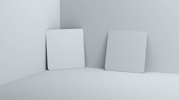 istock Business card mockup square rounded corners blank color background 1170010634