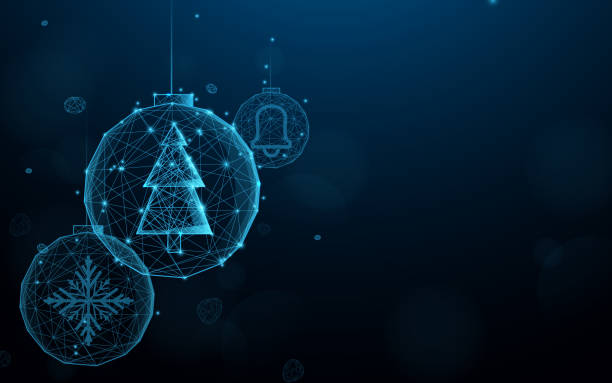 라인, 삼각형 및 파티클 스타일 디자인에서 크리스마스 공을 설정합니다. 일러스트 벡터 - tree information medium digitally generated image symbol stock illustrations