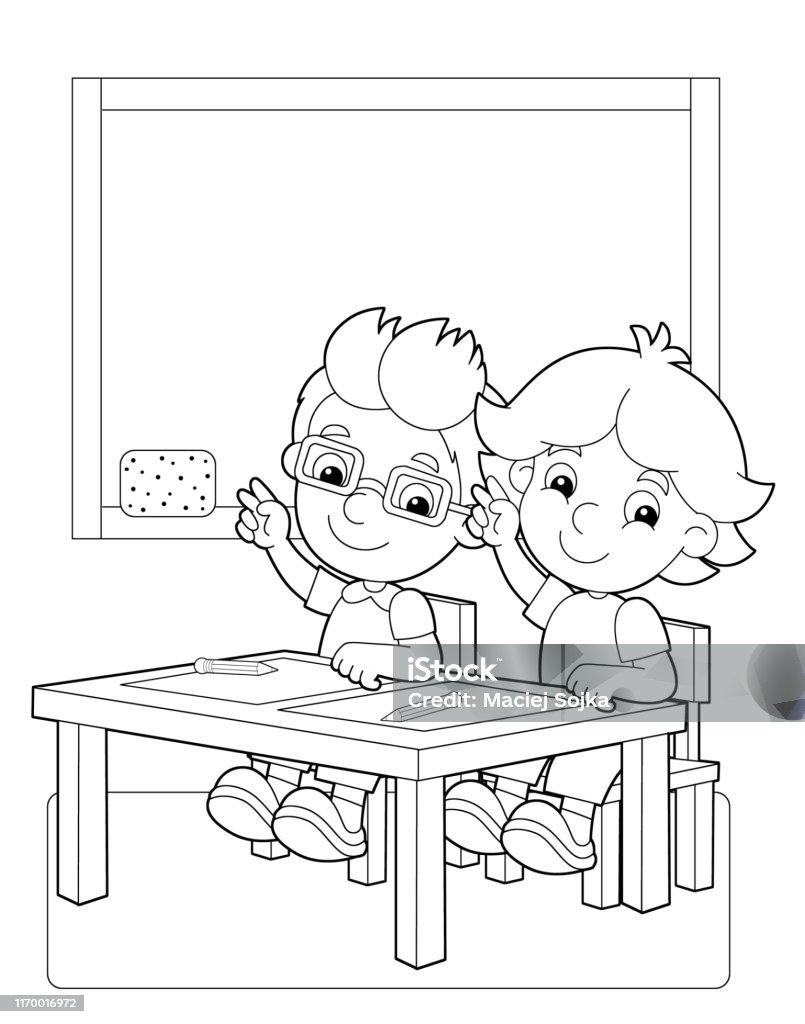 Cartoon Scene Coloring Page With Kids Going To School Sketchbook Stock Illustration - Download Image Now - iStock Cartoon Scene Coloring Page With Kids Going To School Sketchbook Stock Illustration - Download Image Now - iStock
