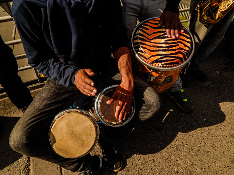 Street percussionist musicians in Bogotá