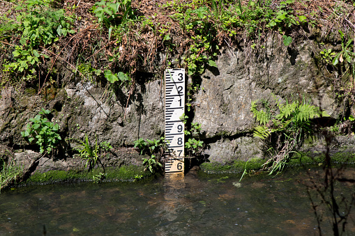 A water level measuring marker, St. Austell river, Cornwall